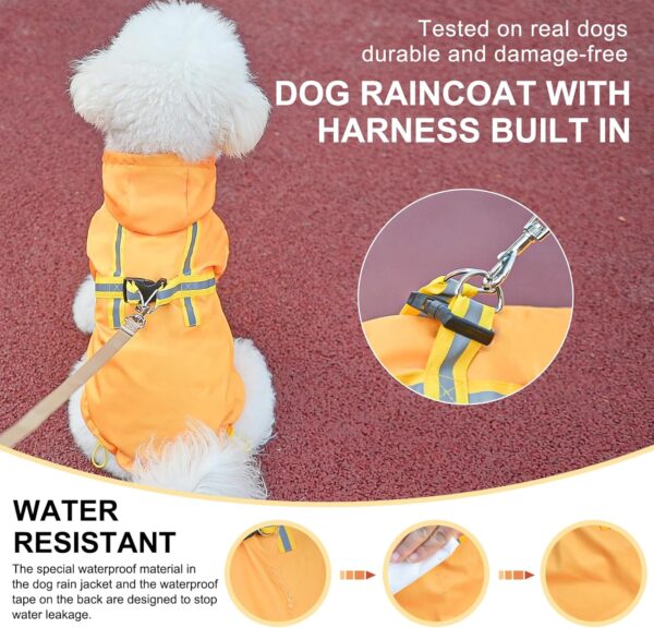 BEAUTYZOO Dog Raincoat with Harness Built-in for Small Medium Dogs and Puppies Boys Girls, Dog Rain Jacket Hooded Slicker Poncho Waterproof Reflective Dog Clothes for Winter Cold Rainy Snowy Days, M - Image 6