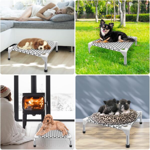 Elevated Outdoor Dog Bed Updated Raised Pet Cot Cooling Puppy Bed Lifted Dog Bed for Small Pets|Indoor Detachable Raised Dog Bed with Non-Slip Feet,Double-layer Cloth(S) - Image 7