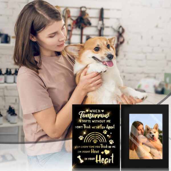 Dog Memorial Gifts, Pet Memorial Gifts, Dog Memorial Gifts for Loss of Dog, Dogs Passing Away Sympathy Gift with Rainbow Bridge, Black Glowing 4x6 Picture Frame for Wall and Tabletop - Image 3