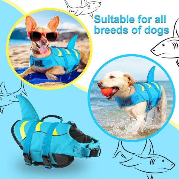 Fragralley Shark Dog Life Jacket, Adjustable Dog Life Vest with Shark Fin, Suit for Small Medium Large Dog life vest for Swimming and Boating - Image 3