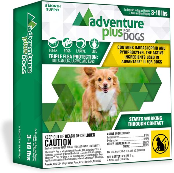 Adventure Plus Flea Prevention for Dogs, Topical Flea Treatment and Control (Pack of 8, Small (3-10 lb))