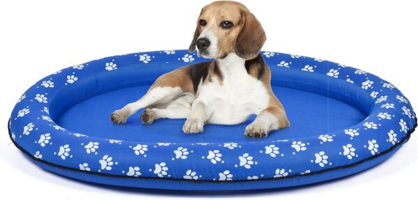 Wags & Wiggles Round Paw Floating Pet Bed | Dog Bed That Floats in Pool or Lake Inflatable Dog Float | Lake and Pool Toys for Dogs, Floaties and Pool Float for Dogs, Blue