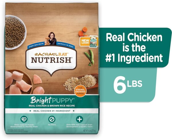 Rachael Ray Nutrish Bright Puppy Premium Natural Dry Dog Food with Added Vitamins, Minerals & Taurine, Real Chicken & Brown Rice Recipe, 6 Pound Bag (Packaging May Vary) - Image 2