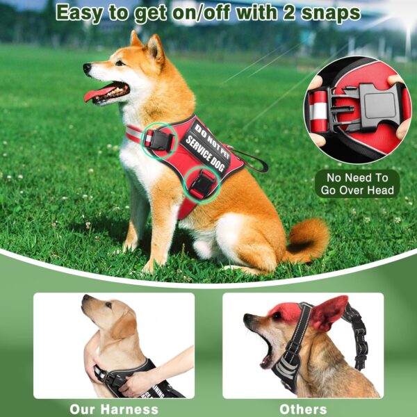 Service Dog Vest Harness and Leash Set+10 Patches,No Pull&Adjustable Reflective Dog Harness with Soft Padded Handle for Training/Everyday,Fit Small/Medium/Large/Extra-Large Dogs(Red M) - Image 4