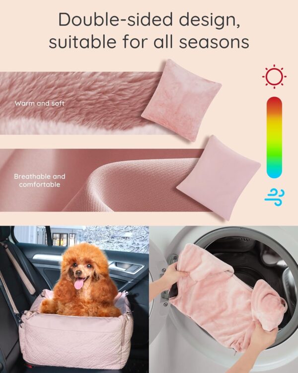 Small Dog Car Seat, Detachable Washable and Waterproof Puppy Booster Car seat for Small Pets Up to 25lbs, Soft Portable Dog Bed with Storage Pockets and Adjustable Straps for Travel Carrier - Image 6