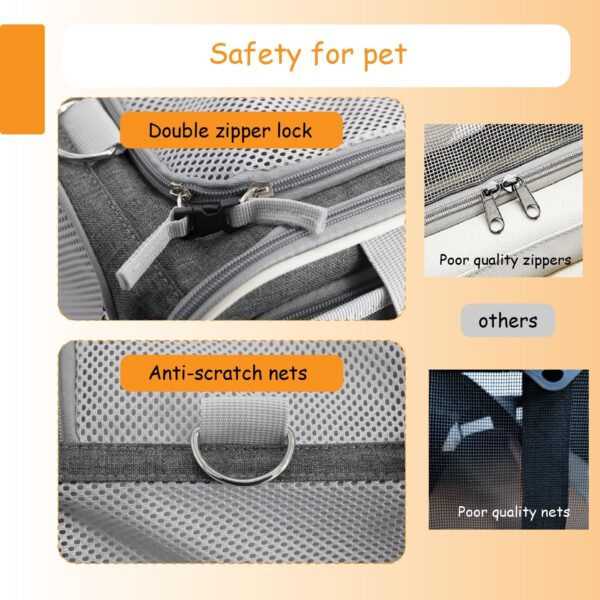 17L*11W*9H Alaska Southwest Allegiant Spirit Airlines Approved pet Carrier with 2 Expandable sides, for 1 cat Under 10 lbs/1 small Dog Under 5-7 lbs. - Image 5