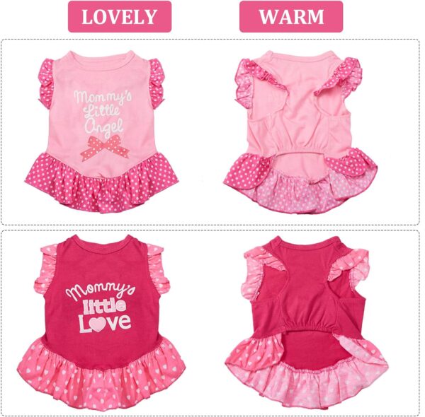 2 Pieces Dog Dresses for Small Dogs Cute Girl Female Dog Dress Mommy Puppy Shirt Skirt Doggie Dresses Pet Summer Clothes Apparel for Dogs and Cats (Love and Angel,Extra Small) - Image 4