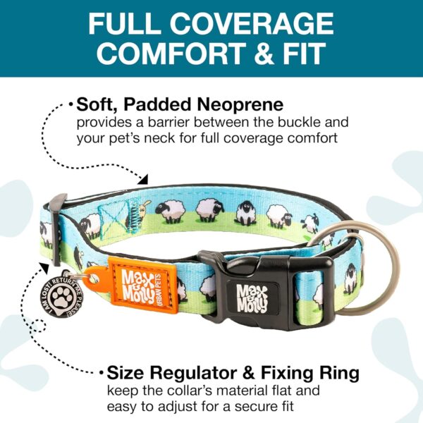 Max & Molly Black Sheep Dog Collar with Safety QR Code Dog Tag - Soft, Adjustable, & Waterproof Collar, Cute Animal Print Designs for Both Girl and Boy Dogs & Puppies, Medium - Image 2