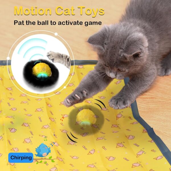 Interactive Cat Toys for Indoor Cats, Electric Cat Ball Fast Rolling in Pouch, Motion Activated Chirping Cat Toy, Hide and Seek Cat Toy with LED Light - Image 4