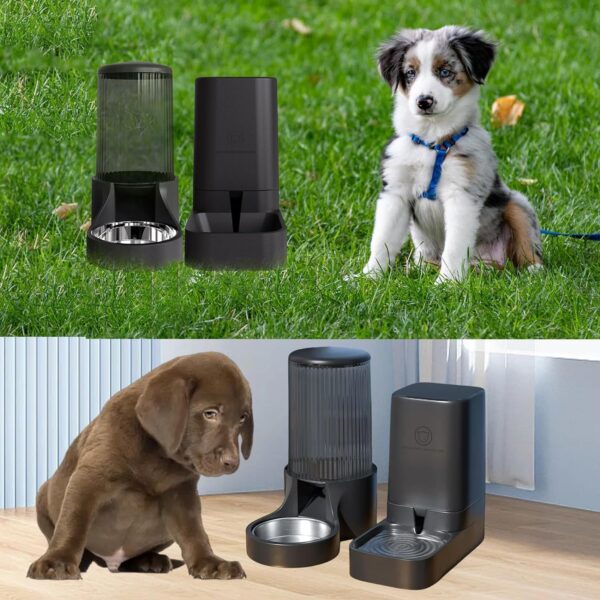 Hamiledyi Automatic Dogs Feeder and Water Dispenser Cats Gravity Food Feeder and Waterer Set with Food Bowl for Pets Puppy Kitten Rabbit(3.8L) - Image 6