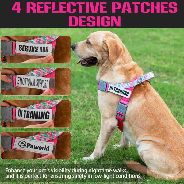 Service Dog Harness and Leash Set, No-Pull Service Dog Vest with 4 PCS Reflective Patches, Dog Vest Harness with Handle, Pet Harness for Small Medium Large Dogs in Training (Pink, S) - Image 7