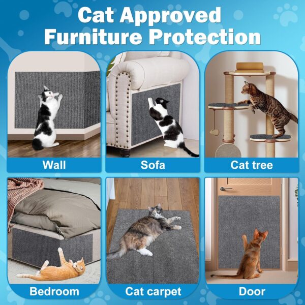 23.6x15.8 Cat Wall Scratcher Mat with Nano Tape,Anti Cats Scratch Furniture Couch Carpet Corner Protector for Indoor,Trimmable Cat Scratching Pad Board Sofa Replacement - Image 7