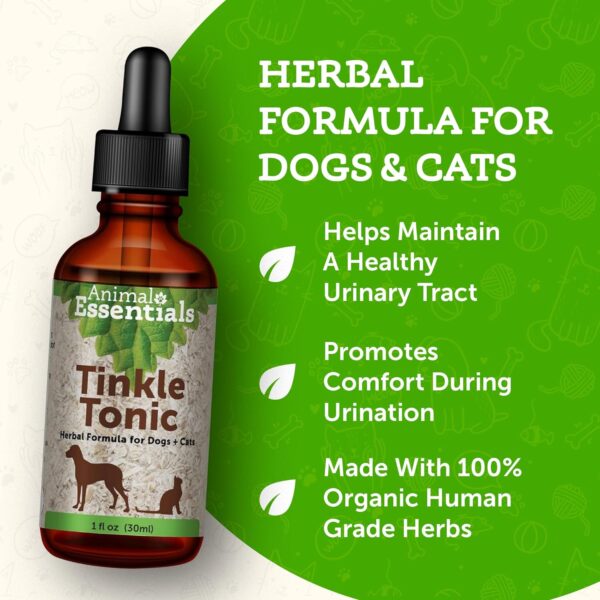 Animal Essentials Tinkle Tonic - Herbal Formula for Dogs and Cats, Healthy Urinary Tract, 100% Organic Human Grade Herbs, Couchgrass, Dandelion, Echinacea, Marshmallow Root, Horsetail Herb - 1 fl oz - Image 2