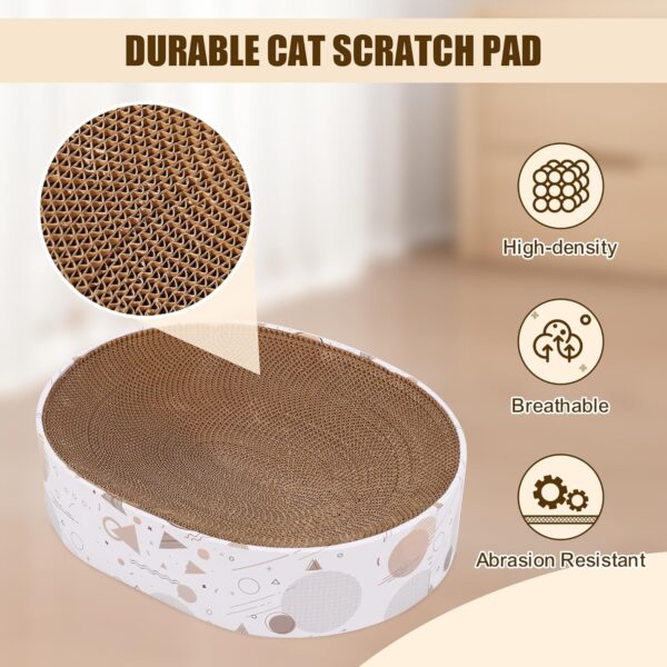 Cardboard Scratcher Pad Scratching Post:Oval Sturdy Cat Scratching Cardboard Pad Breathable Cat Scratch Pad, Cat Scratching Cardboard for Indoor Cats, Furniture Protecter - Image 5