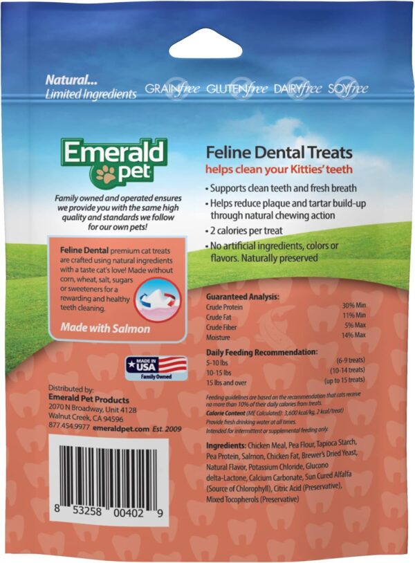 Feline Dental Treats — Tasty and Crunchy Cat Dental Treats Grain Free — Natural Dental Treats to Clean Cat Teeth, Freshen Cat Breath, and Reduce Plaque and Tartar Buildup — Salmon Treats, 3 oz - Image 2