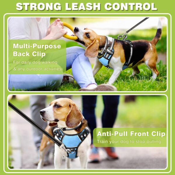 WINSEE Dog Harness No Pull, Pet Harnesses with Dog Collar, Adjustable Reflective Oxford Outdoor Vest, Front/Back Leash Clips for Small, Medium, Large, Extra Large Dogs, Easy Control Handle for Walking - Image 3