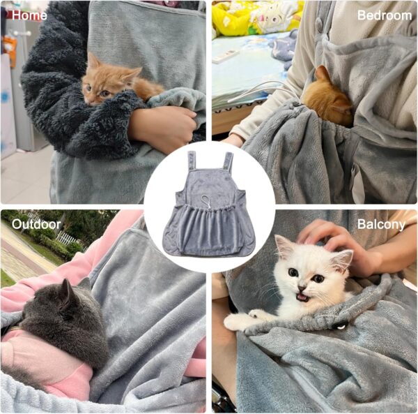 Cat Carrier Apron, Pet Carrier Apron for Cats and Small Dogs, Hands Free Adjustable Cat Pouch Apron, Soft Breathable Washable Cat Sling Carrier for Indoor Outdoor Use, Cozy Pet Cat Sleeping Bag Apron - Image 7