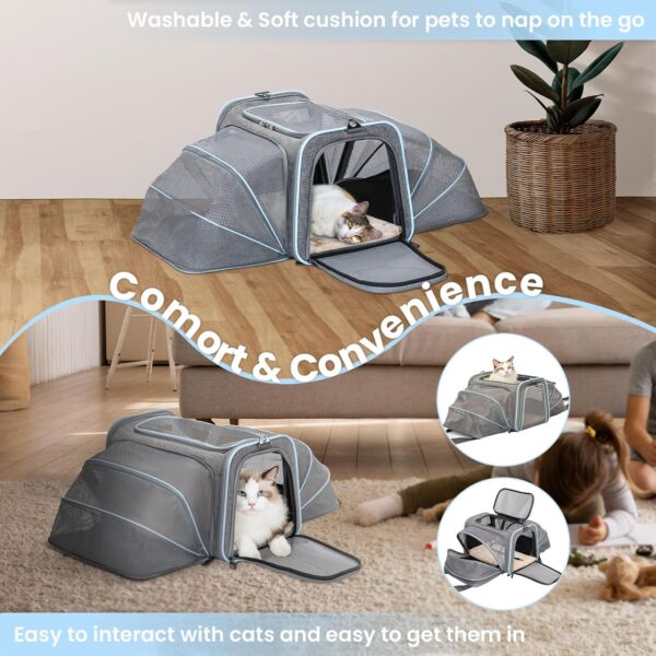 Petsfit Expandable Cat Carriers Airline Approved, 16"x10"x9" Small Dog Carrier Soft-Sided Portable Washable Pet Travel Carrier with Two Extension for Kitten,Rabbit, Puppy, Small Animal - Image 7