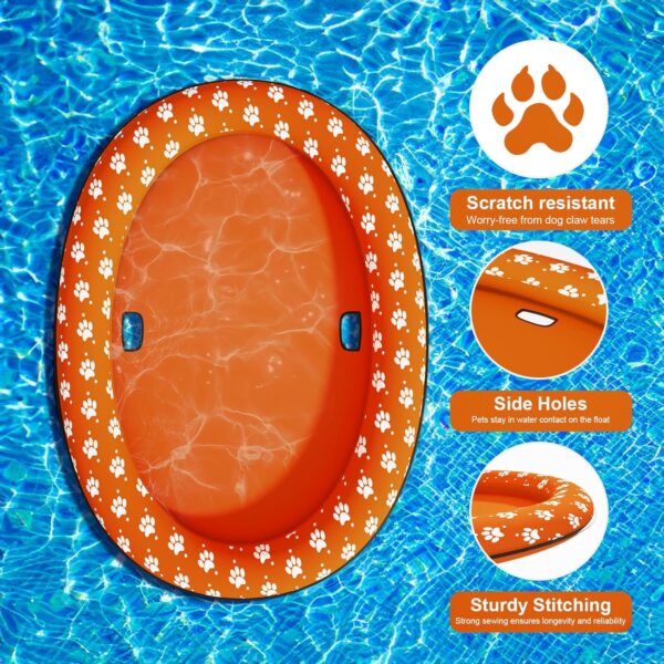 Dog Pool Float Summer Dog Floats for Pool, Sturdy Dog Float Raft for Large Dogs, Scratch Resistant Dog Floties for Pool, Lake (Orange, Large) - Image 3