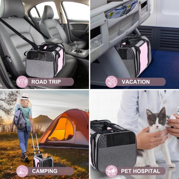 Pet Carrier Airline Approved on Wheels - Two Sided Expandable Cat Soft Carrier for Puppy and Cats Under 26lbs, Rolling Cat Carrier for Airplane, Camping, Outdoor - Image 6