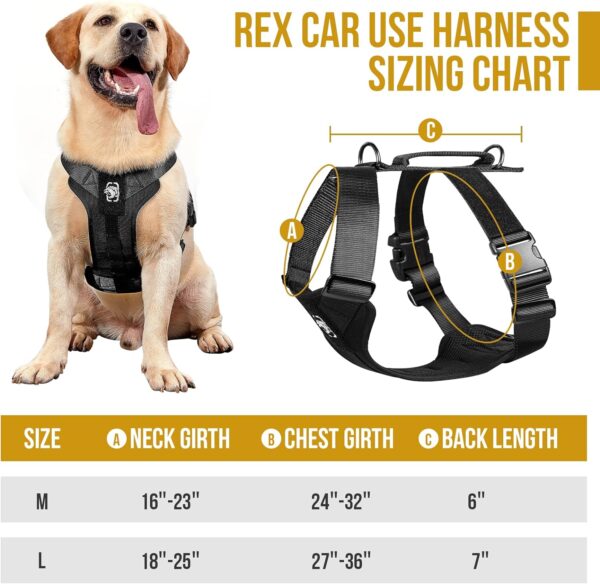 OneTigris Dog Safety Vest Harness, REX Car Use Dog Harness Adjustable Pet Harness with Leash for Medium Large Dogs(Black,L) - Image 3