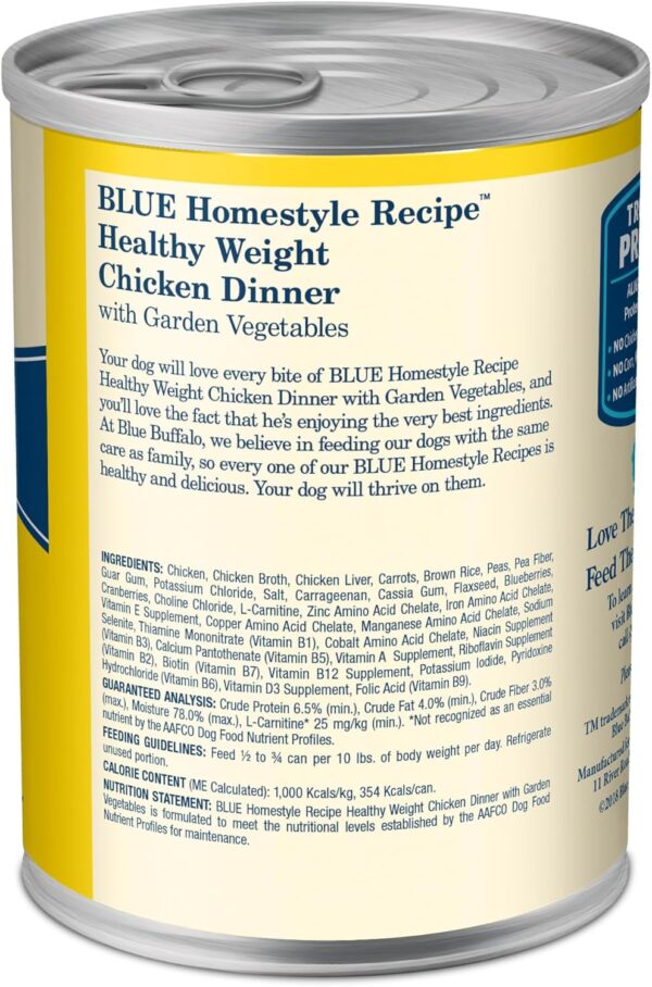 Blue Buffalo Homestyle Recipe Healthy Weight Adult Wet Dog Food, Beef Dinner With Garden Vegetables, 12.5-oz. Can (Pack of 12) - Image 2