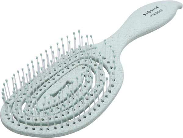 BioSilk for Pets Eco-Friendly Detangling Pin Brush for Dogs in Mint Green | Easy to Hold Ergonomic Handle Dog Brushes, Wet or Dry Dog Hair Brush, Light Blue (FF12806),Gray/Black