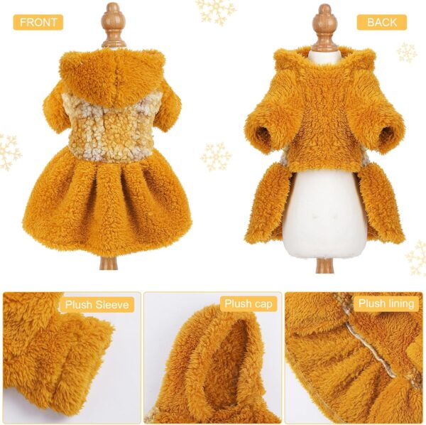 Fleece Dog Dresses for Small Dogs Girl, Dog Sweater Dress Hoodie, Winter Girls Dog Clothes, Pet Clothes Chihuahua Clothes, Dog Outfits Dog Apparel (Small, Yellow) - Image 5