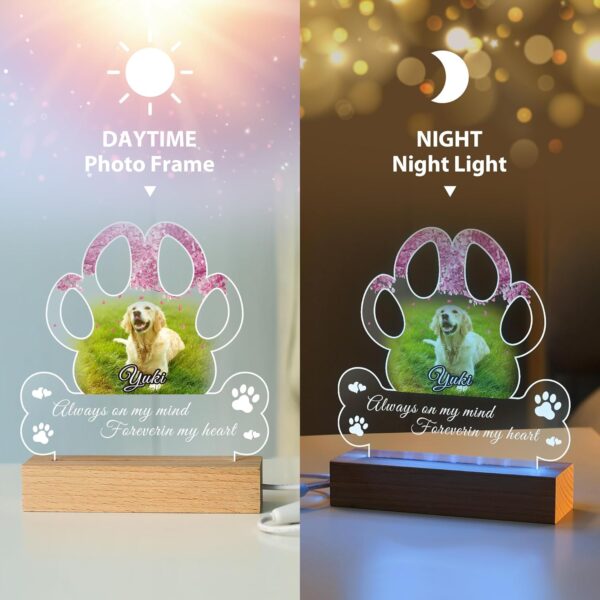 Pet Memorial Gifts for Dogs, Personalized Pet Memorial Night Lights, Dog Memorial Gifts for Loss of Dog, Loss of Dog Sympathy Gift, Dog Bereavement Remembrance Picture Frame (Design-C) - Image 4