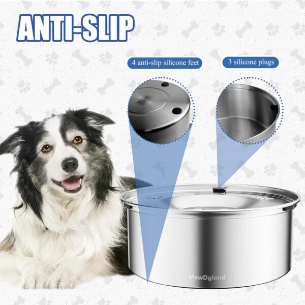 Dog Water Bowl, 3L Large no Spill Dog Bowls, Stainless Steel Water Bowl Dispenser Spilling Proof for Dogs, 101 oz Non-Skid Pet Water Feeder,Slow Drink Pet Water Bowl with Carbon Filter - Image 3