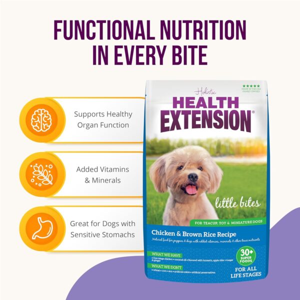 Health Extension Little Bites Dry Dog Food, Natural Food with Added Vitamins & Minerals, Suitable for Teacup, Toy & Small Dogs, Chicken & Brown Rice Recipe (4 Pound / 1.8 Kg) - Image 4