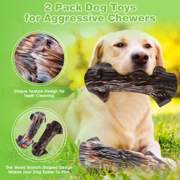 Large Dog Toys for Aggressive Chewers - 2 Packs Dog Chew Toys Made with Nylon- Indestructible Dog Toys for All Breed Sizes - Image 5