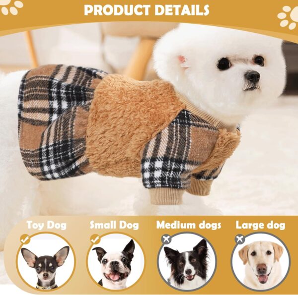 Dog Dress Fall Dog Clothes Dog Sweater Dress with Plaid Hem for Small Dogs Girl Winter Warm Fleece Dog Pullover Sweater Pet Clothes Dog Halloween Sweater Thanksgiving Dog Dresses Outfit XS Orange - Image 4