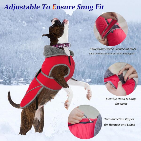 Dogcheer Christmas Dog Coat, Waterproof Winter Jacket for Cold Weather, Reflective Dog Jacket with Warm Turtleneck for Small, Medium, Large Dogs (Red, S) - Image 3