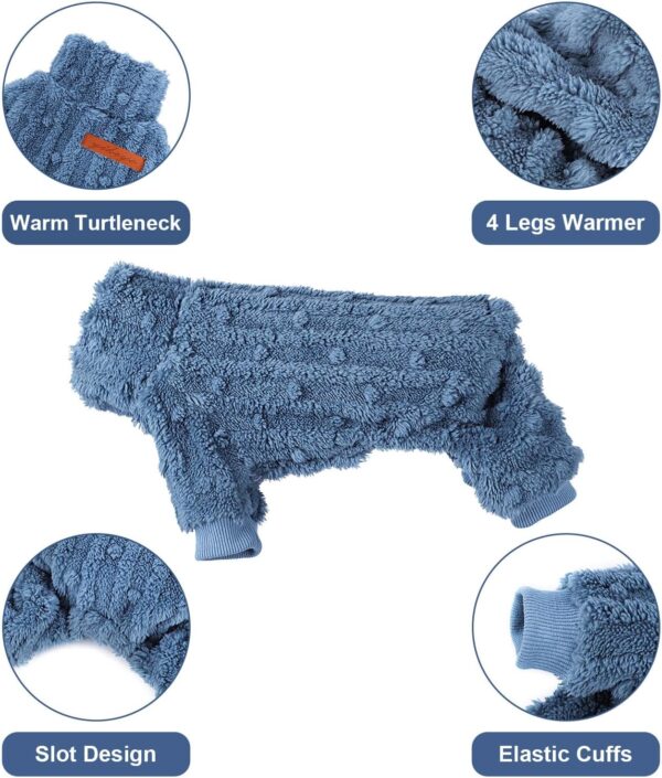 Kosiyi Dog Clothes Dog Sweaters for Small Dogs Girl Boy Winter Dog Pajamas, Turtleneck Pullover Sweater Thick Warm Dog Clothes, Fleece Pjs, Puppy Pjs Chihuahua Yorkie Onesie, XS, Blue - Image 3