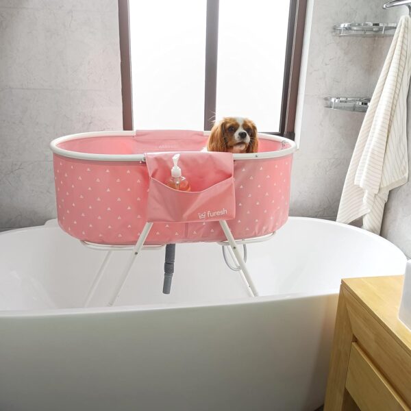 Insider Dog Bath Tub and Wash Station for Bathing Shower and Grooming, Elevated Foldable and Portable, Indoor and Outdoor, for Small and Medium Size Dogs, Cats and Other Pet (Pink) - Image 7