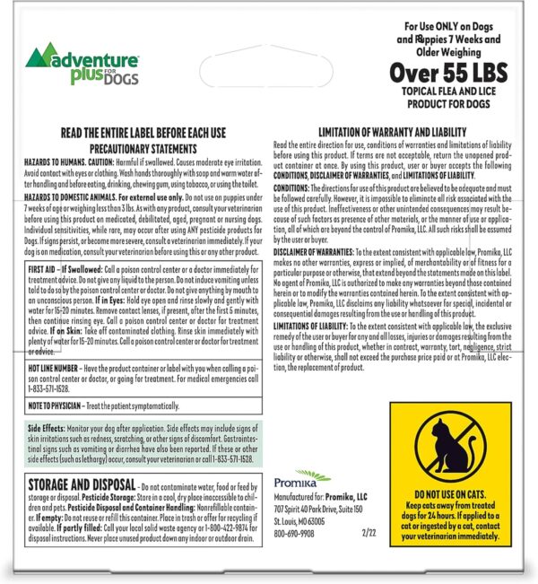 Adventure Plus Triple Flea Protection for Dogs – Spot on Flea & Tick Prevention for Dogs – For Extra Large Dogs 55+lbs – 4 Doses - Image 2