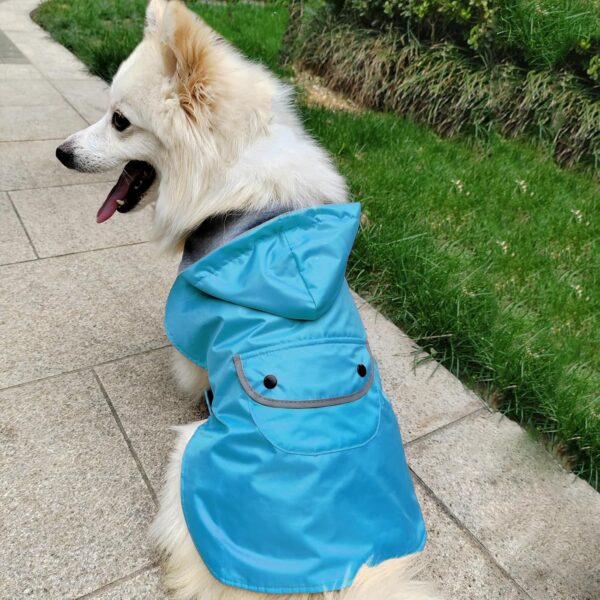 Dog Raincoat Dogs Rain Jacket for Puppy Small Dogs Reflective Poncho Rainwear Waterproof Pet Clothes Pocket Hooded Leash Hole Adjustable Puppy,Blue,XS,Back Length 6.3 Inch - Image 3