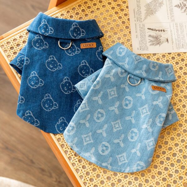 Clothes for Dogs Puppy Clothes Boy Dog Shirts Dog Clothes for Small Dogs Denim Shirt with Leash Ring Dog Pjs Female Pet Clothes Outfits Dog Hoodie Soft Puppy Sweatshirt Cat Shirts Light Blue S - Image 6