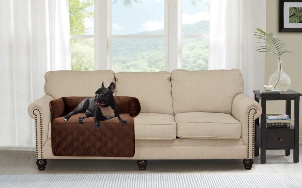 Premium Chocolate Silky Velvet Pet Sofa Bed, Slip Resistant, Waterproof, Washable Couch Protector with Removable Bolster Cushions, Furniture Cover for Dogs, Cats, Medium, Chocolate - Image 2