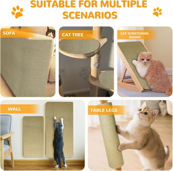 Jute Prunable Cat Scratching Mat for Furniture Protector,78.7"x15.8" Versatile Self-Adhesive Anti Cat Scratch Pad for Couch Protection &Cat Scratcher Tree/Post/Wall/Board/Twine Replacement - Image 7