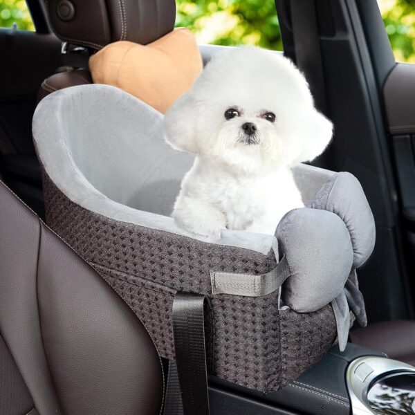 Console Dog Car Seats for Small Dog,Center Armrest Pet Booster Seat Puppy Travel Carrier for Car