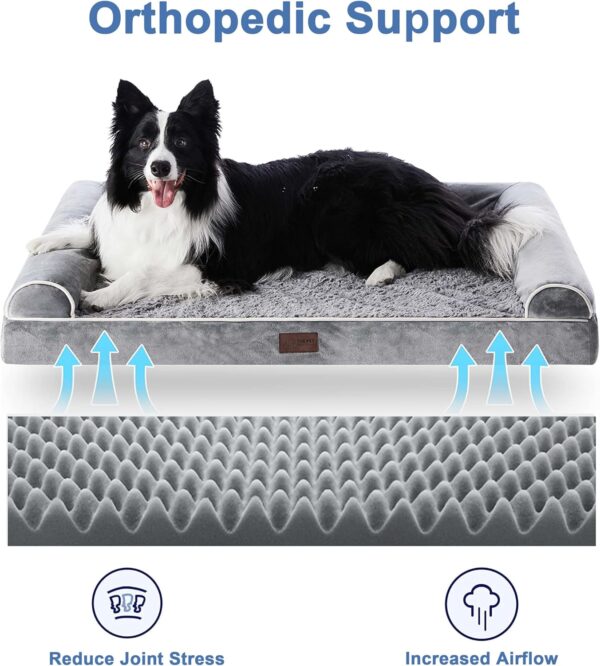 Dog Beds Large Sized Dog, Waterproof Orthopedic Dog Beds with Bolster, Washable Dog Couch Bed with Removable Cover - Image 3