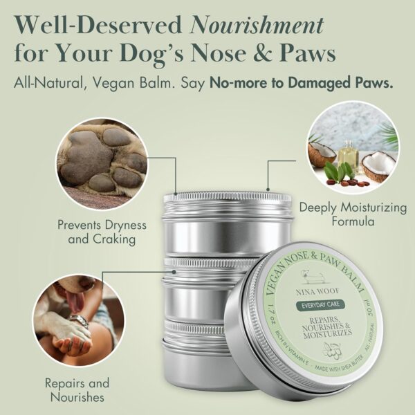 Vegan Paw Balm Dogs & Nose Balm - All-Natural, Rich in Vitamin E Moisturizing Formula with Coconut Oil for Dogs & Shea Butter, Dog Paw Pad Balm, Non-Toxic, Safe to Lick Paw Soother for Dogs - Image 6