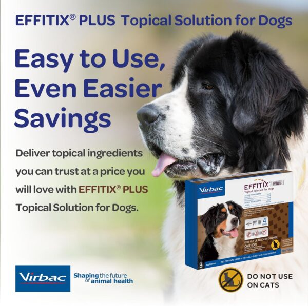 Effitix Plus Topical Solution for Dogs - for Dog Flea and Tick for X-Large Dogs (89-132lbs), 3 Doses, Waterproof Topical Prevention (by Virbac) - Image 8