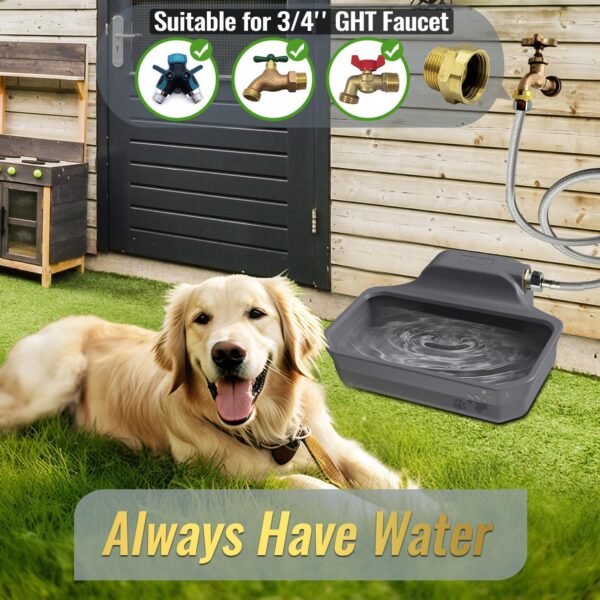 135OZ Automatic Water Dispenser for Large Dogs - Outdoor Animal Water Bowl with Water Fill Valve, 5ft Water Hose, Copper Connector - Dog Water Bowl Dispenser Extra-Large Drinking Area - Image 4