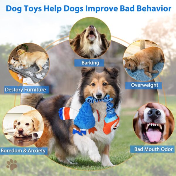 Squeaky Dog Toys for Large Dogs, Tough Tug of War Puppy Toy, Cute Animal Design Plush Dog Toys with Crinkle Paper, Dog Chew Toys for Small, Medium and Large Dogs - Image 5