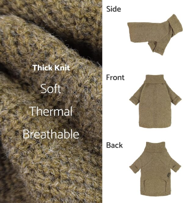 Fitwarm Thermal Knitted Dog Sweater Doggy Winter Coat Pet Clothes Doggie Turtleneck Jacket Puppy Outfits Cat Sweatsuit Sage Green Medium - Image 5