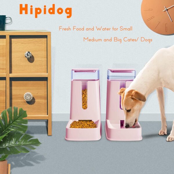 Automatic Cat Feeder and Dog Water Dispenser Set, 1 Gallon Capacity, Plastic, Pink, Suitable for Small to Big Pets - Image 7