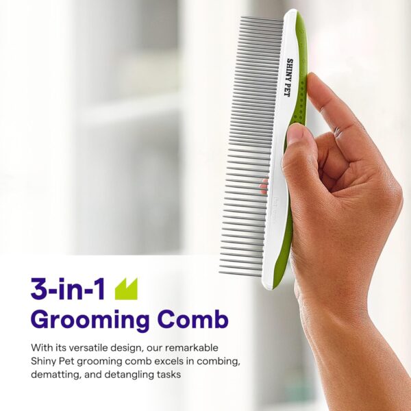 Dog Comb for Removes Tangles and Knots - Cat Comb for Removing Matted Fur - Grooming Tool with Stainless Steel Teeth and Non-Slip Grip Handle - Best Pet Hair Comb for Home Grooming Kit - Ebook Guide - Image 2